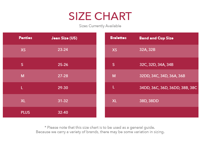 Size Chart - Panty By Post